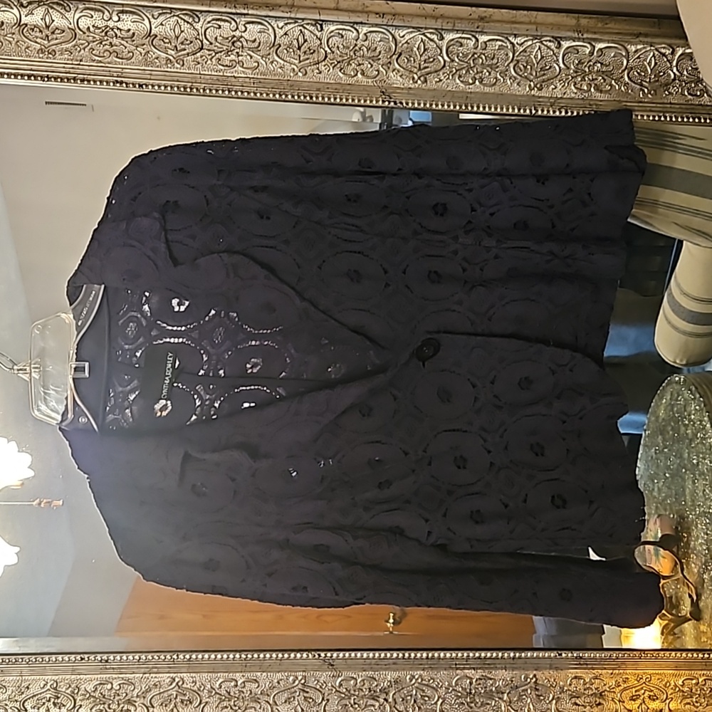 Cynthia Rowley Navy Lace Blazer Large